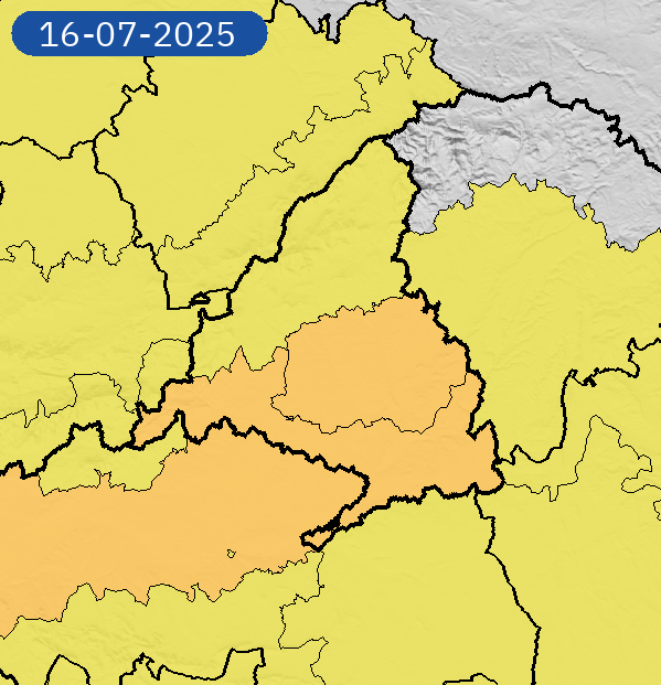 Mapa del aviso amarillo en Coslada por la ola de calor